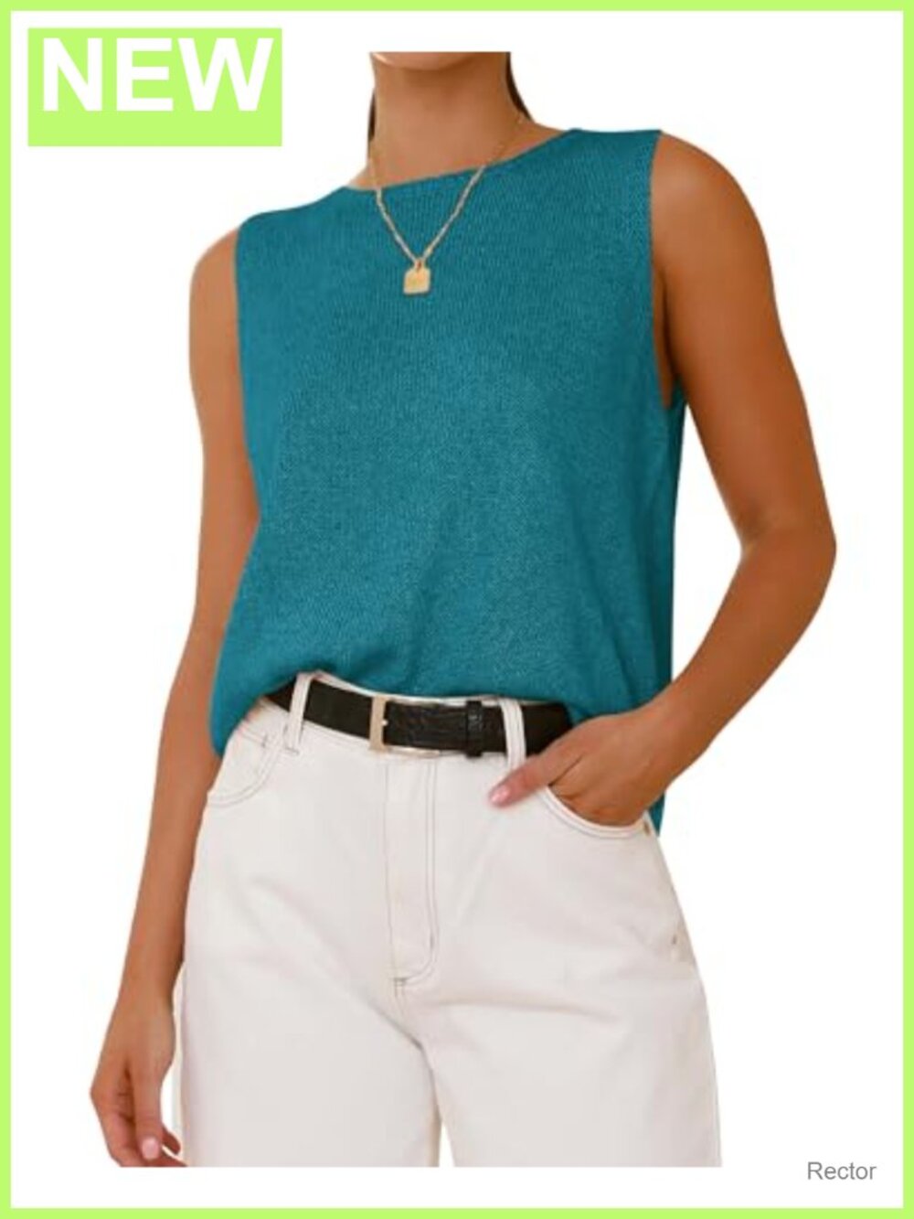 Sleeveless Ribbed Knit Sweater Vest Crewneck Loose Fit Summer Layering Top
